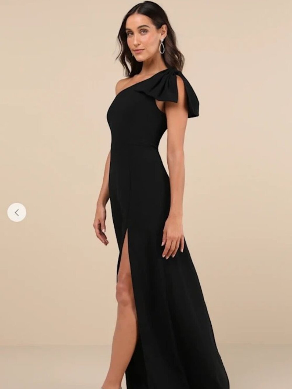 Lulus Women's Size Medium Simply Brilliant Black One-Shoulder Bow Maxi Dress NEW